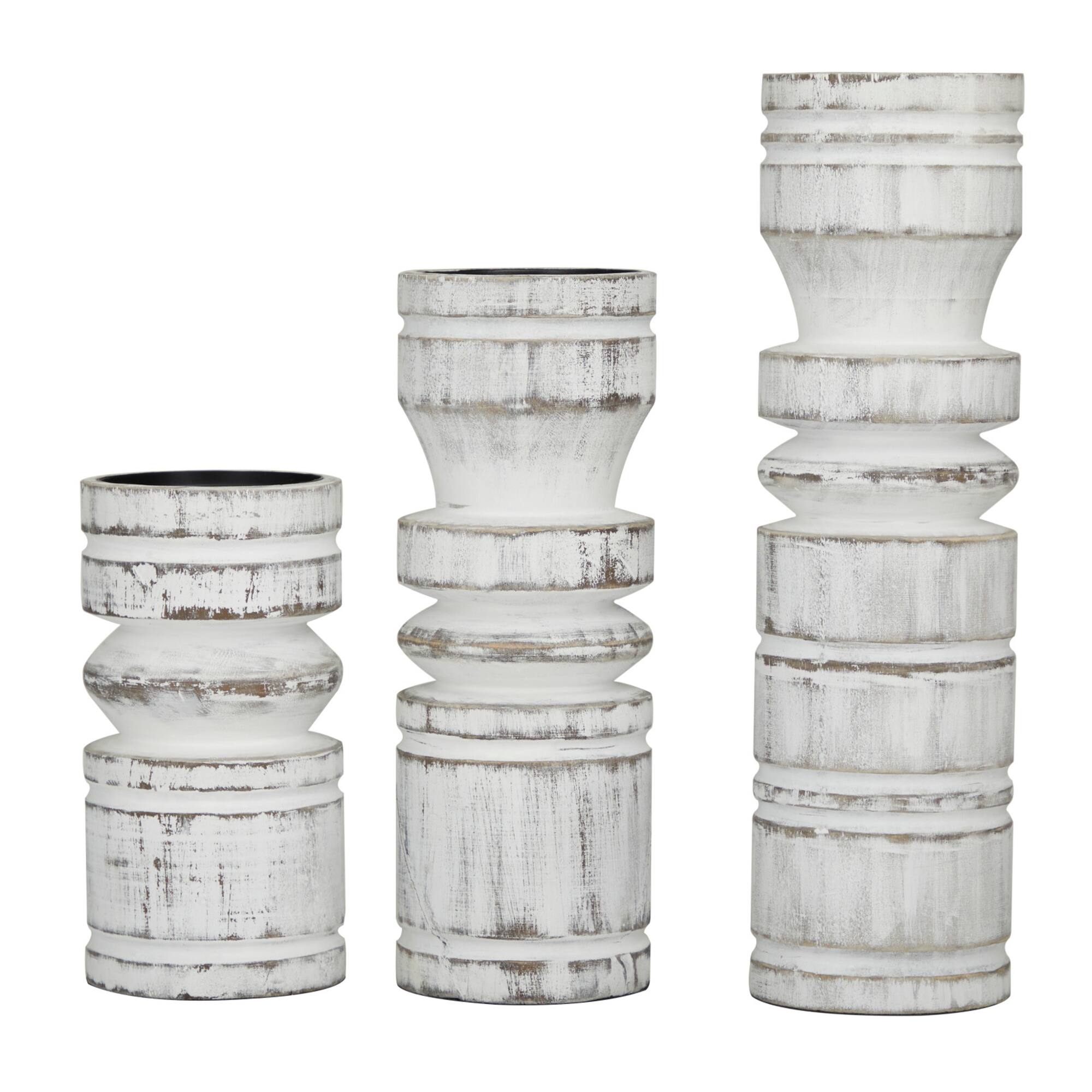 White Coastal Candle Holder Set